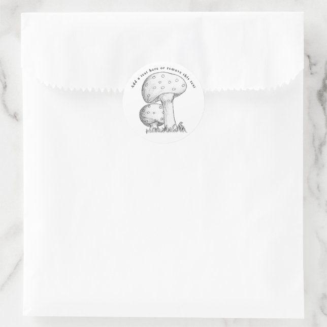 Mushrooms Sketch Classic Round Sticker (Bag)