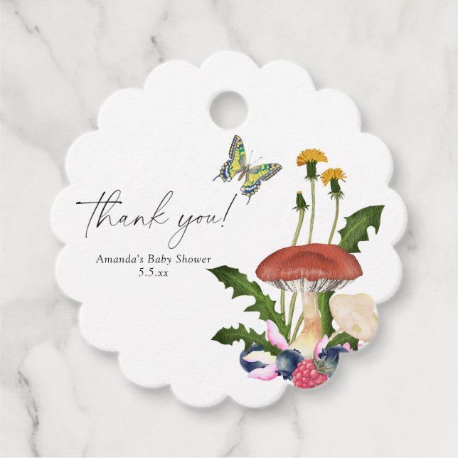 Mushrooms -  Thank You Card Favour Tags (Front)
