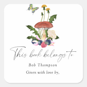 Mushrooms - this book belongs to square sticker