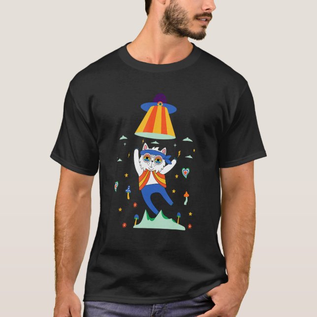 mushrooms trippy  aliens  store motif graphic desi T-Shirt (Front)