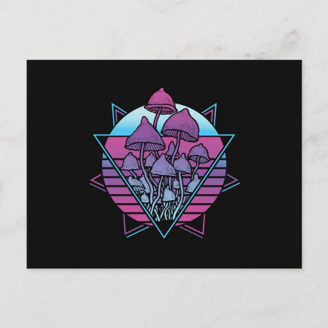 Mushrooms Vaporwave Postcard (Front)