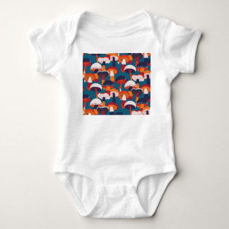 Mushrooms variety, vintage seamless illustration. baby bodysuit