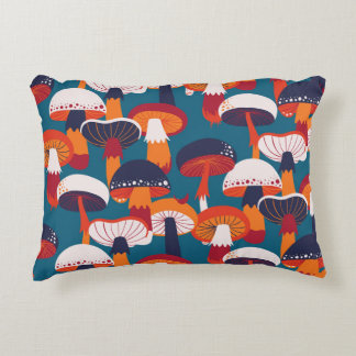 Mushrooms variety, vintage seamless illustration. decorative cushion