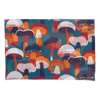 Mushrooms variety, vintage seamless illustration. pillowcase