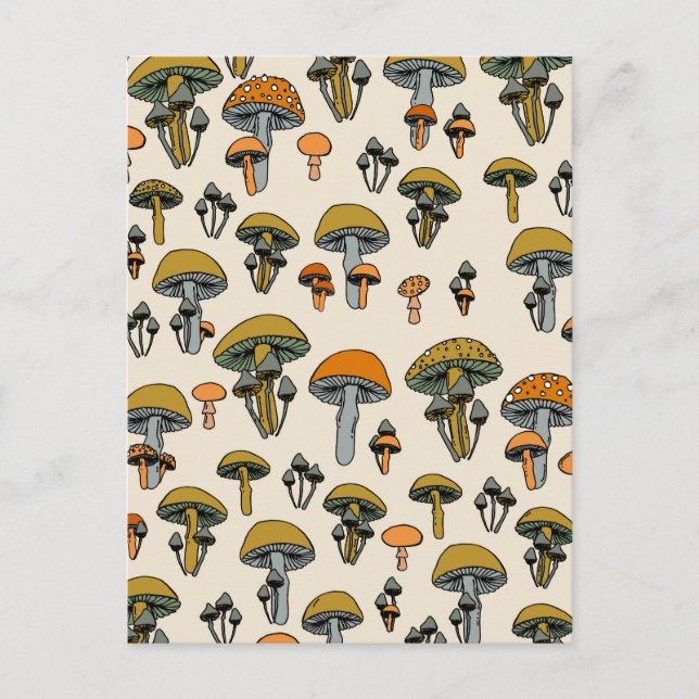 Mushrooms vintage pattern postcard (Front)