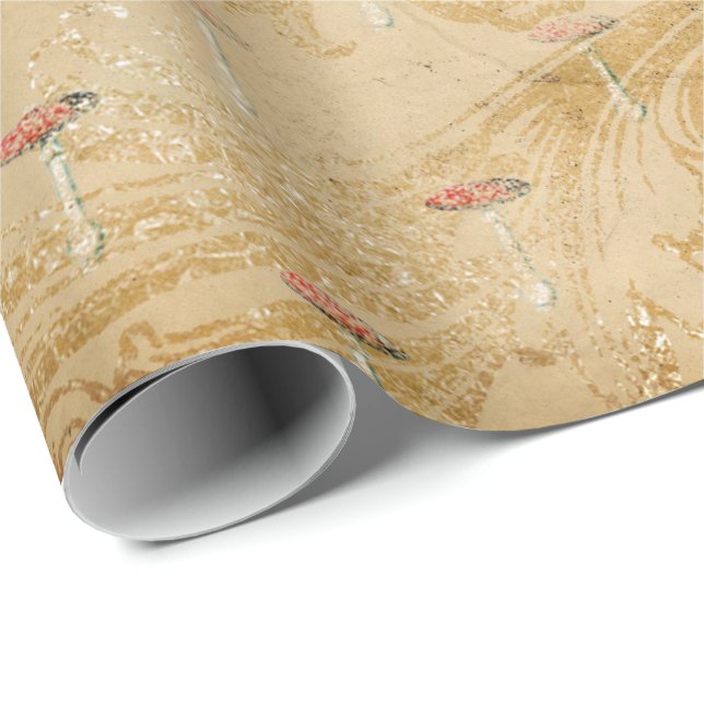 Mushrooms Woodland Antique Vintage Ephemera Letter Wrapping Paper (Roll Corner)