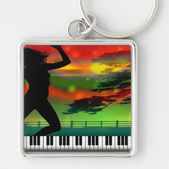 Music2-Premium Square Keychain (Front)