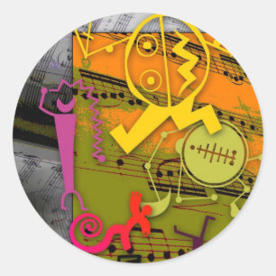 Music 01 classic round sticker