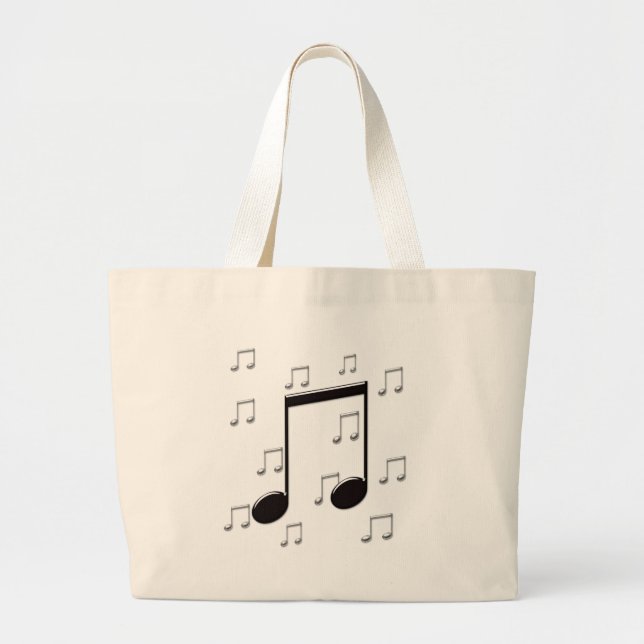 Music 8th Eighth Notes Large Tote Bag (Front)