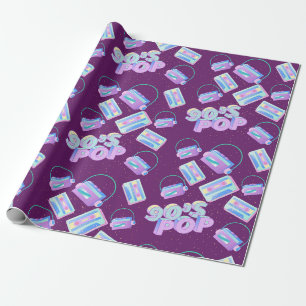 music 90s pattern style wrapping paper