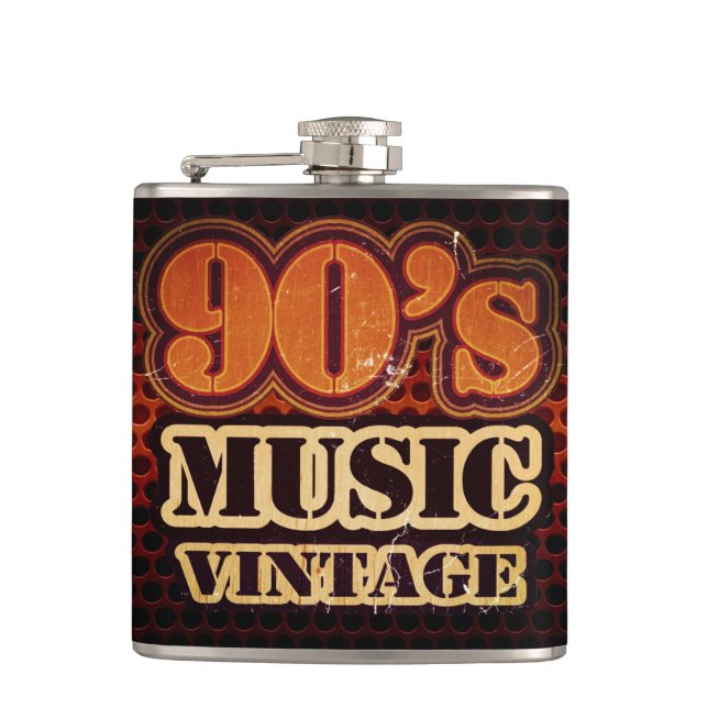 Music 90's Vintage Hip Flask (Front)