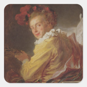 Music, a portrait of Monsieur de la Breteche Square Sticker
