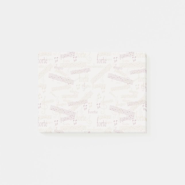 Music Aficionado Typography Pattern Post-it Notes (Front)