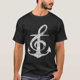 Music Anchors Me Long Sleeve Treble Clef Distresse T-Shirt