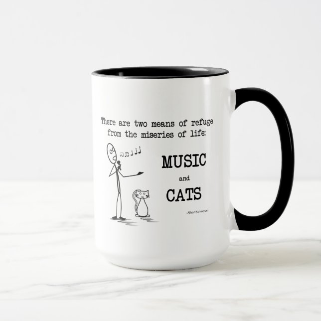Music and Cats - Schweitzer quote Mug (Right)