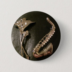 Music and Flowers 6 Cm Round Badge