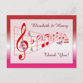 Music and Hibiscus Wedding Thank You Card