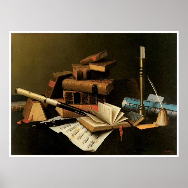 Music and Literature, 1878 William Harnett Poster (Front)