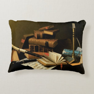 Music and Literature by William Harnett, Fine Art Decorative Cushion