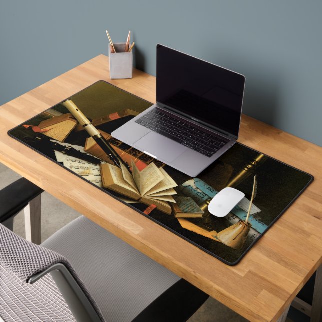 Music and Literature by William Harnett, Fine Art Desk Mat (Office 2)