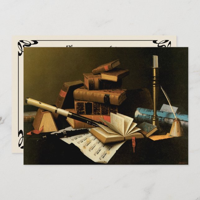 Music and Literature by William Harnett, Fine Art Invitation (Front/Back)