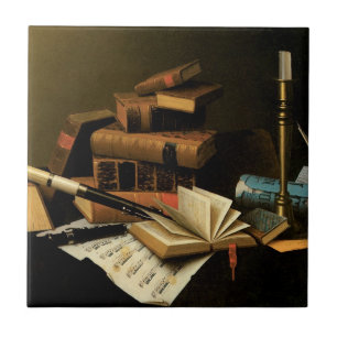 Music and Literature by William Harnett, Fine Art Tile