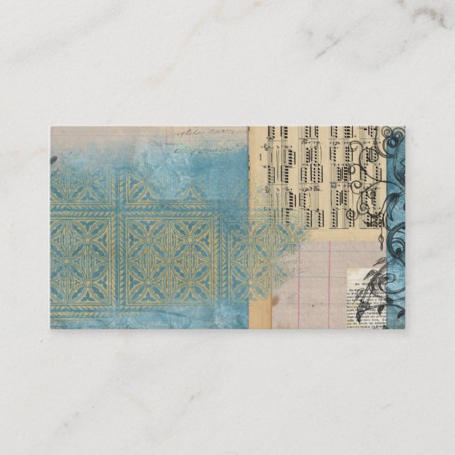 Music and Pattern Collage Business Card (Front)