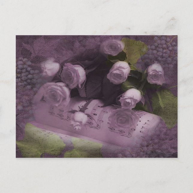 Music and Roses Postcard (Front)