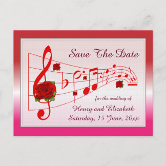 Music and Roses Save The Date Card