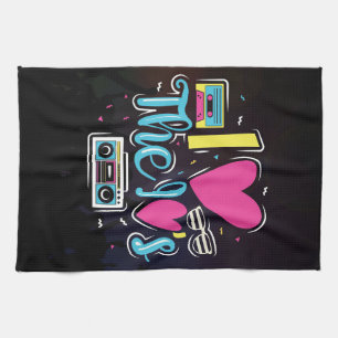 Music Art 90s Retro Cassette Party Tea Towel
