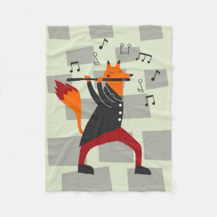 Music Art A Fox And Flute Fleece Blanket