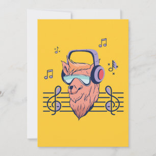 Music Art Alpaca Listening To Music Invitation