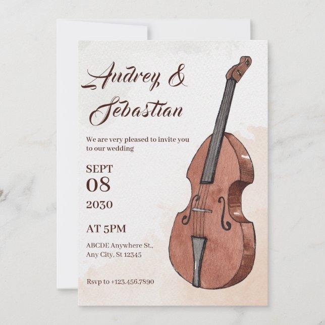 Music art wedding  invitation (Front)