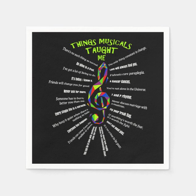 Music Atre Things Musicals Taught Me Actor 3 Napkin (Front)