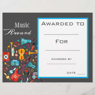 Music award certificate music teacher