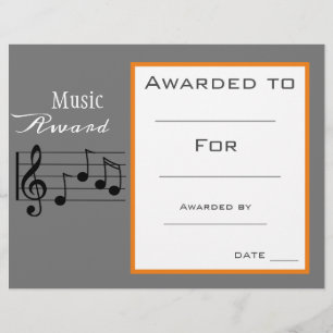 Music award certificate music teacher