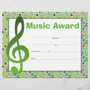 Music Award Studio Teacher Student Certificate