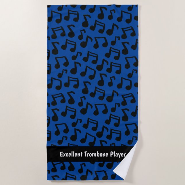 Music Band Camp Musical Notes Monogram Beach Towel (Front)
