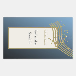 Music Bar Mitzvah Rectangular Sticker