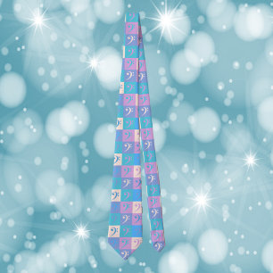 Music Bass Clef Pattern Pastel Tie