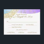 Music Bat Mitzvah Gold Response<br><div class="desc">Music in the Air Bar Mitzvah response card in Purple,  Blue and gold.  Customise with your own text as needed.</div>