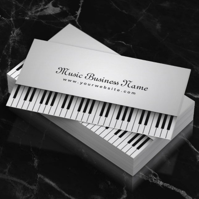 Music Beautiful White Grand Piano Business Card (Creator Uploaded)