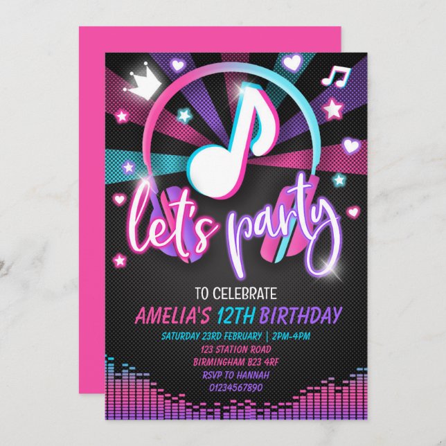 Music Birthday Invitation (Front/Back)