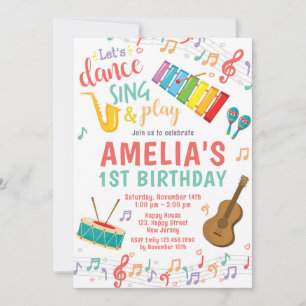 Music Birthday Invitation. Girl Birthday Invitation