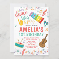 Music Birthday Invitation. Girl Birthday
