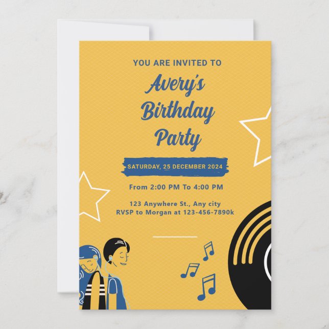 Music Birthday Party Invitation (Front)