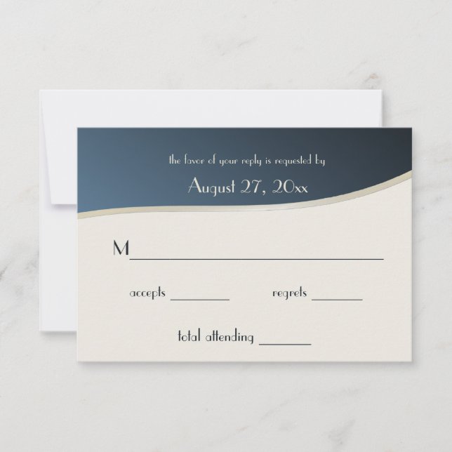 Music Blue and Gold Bar Mitzvah Response Card (Front)