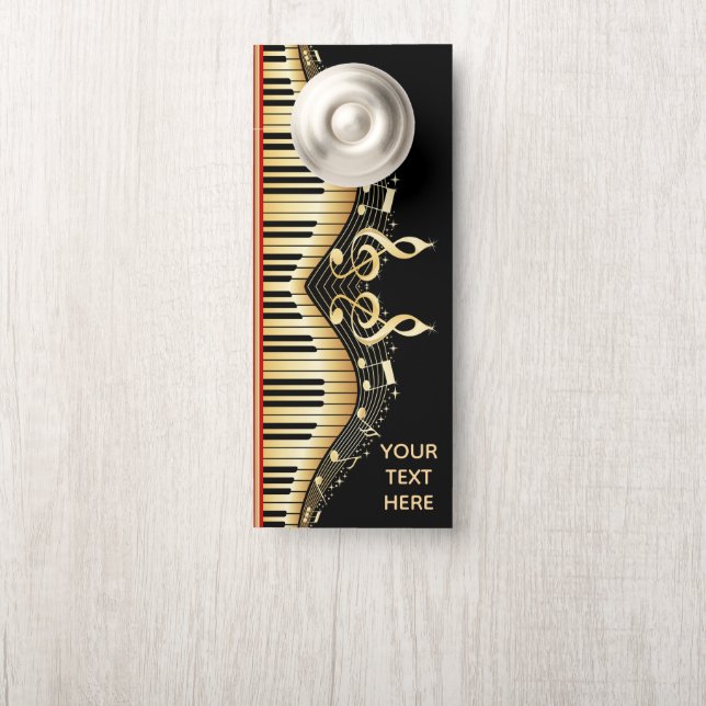 Music Board With Notes in Golden Black Colour Door Hanger (On Knob)