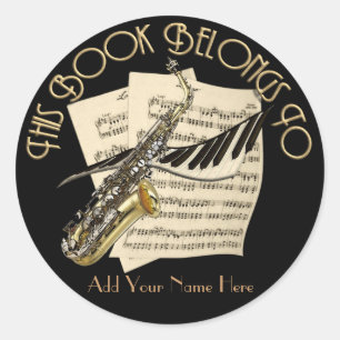 Music Bookplate Classic Round Sticker