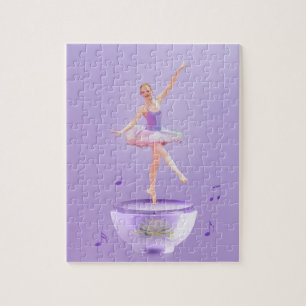 Music Box Ballerina with Water Lily, Monogram Jigsaw Puzzle
